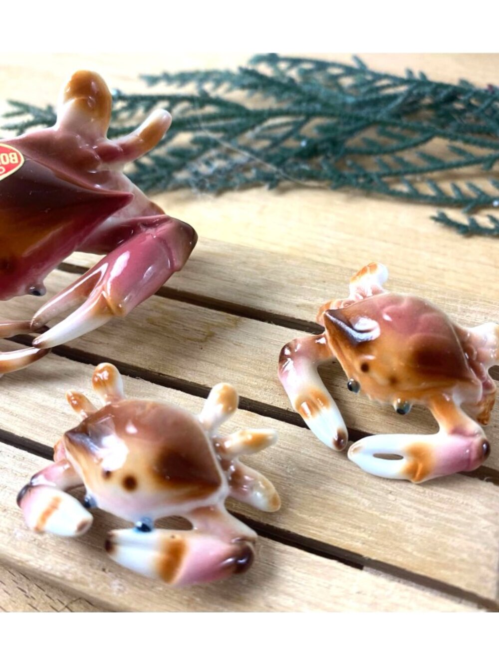 Miniature Crab Family Japan Bone China In Original Box Mint Nautical Seaside - Picture 3 of 4